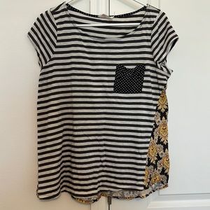 Anthropologie Floral Striped Tee